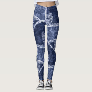 Leggings Colocación índigo: Elegancia chequera texturizada