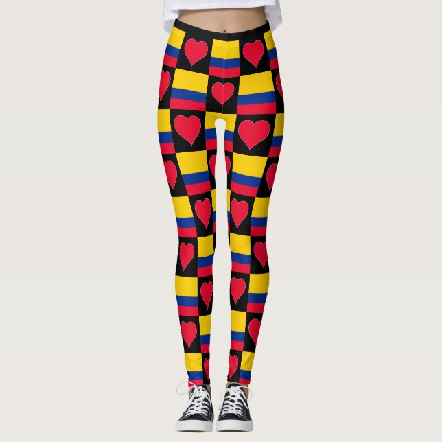 Leggings Colombia: Patrón cardíaco de bandera patriota colo (Anverso)