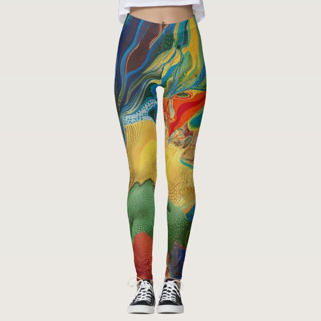 Leggings color abstracto salpicado con colores de agua (Anverso)