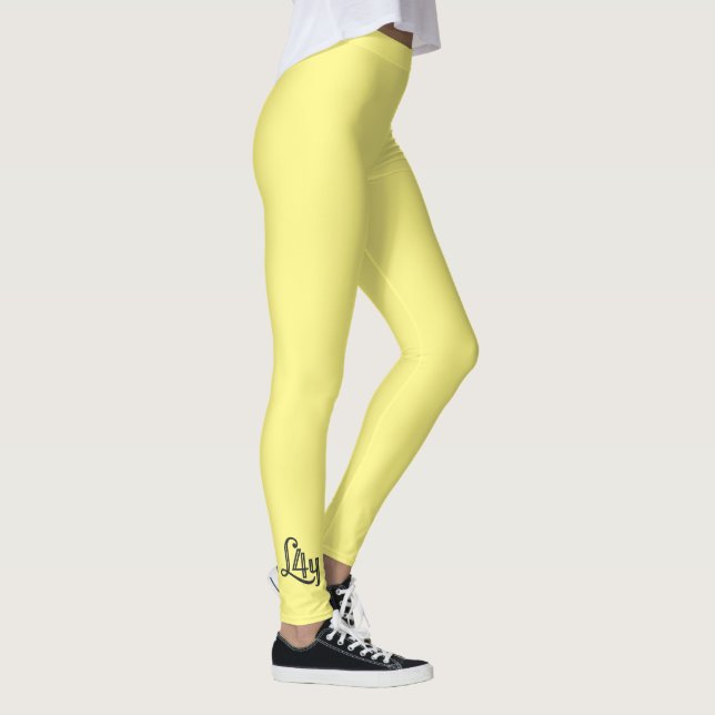 Leggings Color amarillo claro para mujeres, mujeres, Chicas (Derecha)