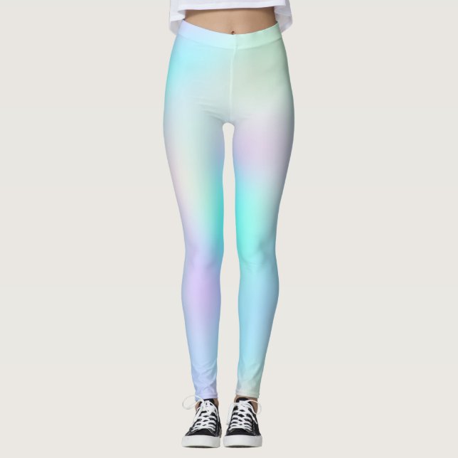 Leggings Color arcoiris pastel Ombre de degradado negro (Anverso)
