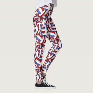 Leggings color azul rojo equipo colores espíritu voleibol p