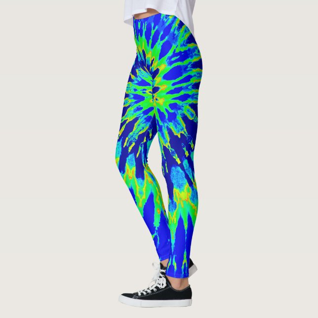 Leggings Color azul y verde limón (Izquierda)