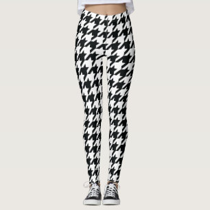 Leggings Color blanco negro de lazo de gallo