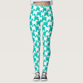 Leggings Color blanco y aqua Perros de gallos