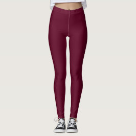 Leggings Color Burdeos Oscuro Sólido Plano