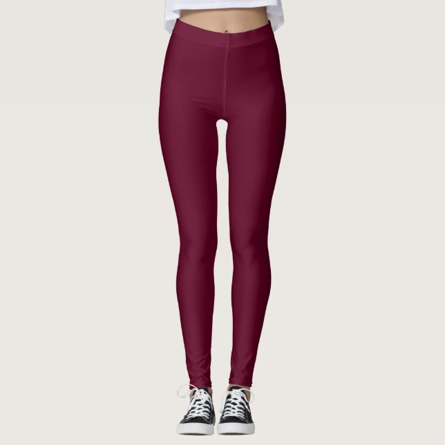 Leggings Color Burdeos Oscuro Sólido Plano (Anverso)