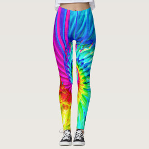 Leggings Color Burst Spiral Pattern Art
