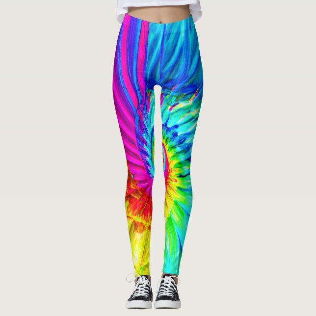 Leggings Color Burst Spiral Pattern Art (Anverso)