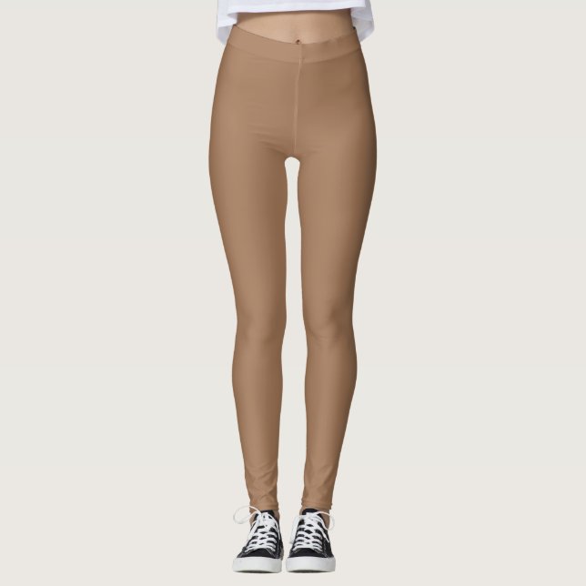 Leggings Color Camello Oscuro Sólido Liso (Anverso)