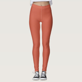 Leggings Color Coral Oscuro Sólido Plano