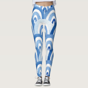 Leggings Color de agua azul: Ondas del mar abstractas