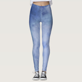 Leggings Color de agua azul y blanco