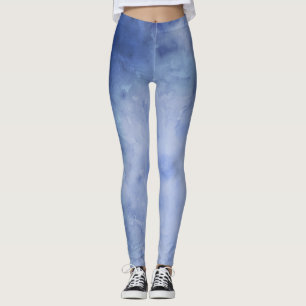 Leggings Color de agua azul y blanco