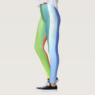 Leggings Color de agua colorido Patrón Arcoiris vertical  