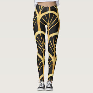 Leggings Color de agua de imitación dorada dibujada a mano