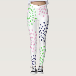 Leggings Color de agua del patrón de flor verde de la marin