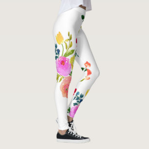 Leggings Color de agua floral PixDezines/Ranunculus/Rosa