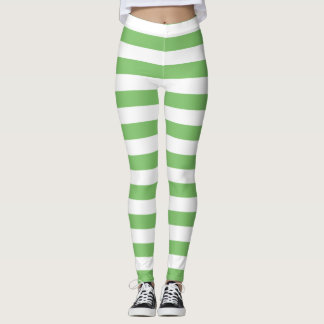 Leggings Color de almendra y blanco rayado horizontal