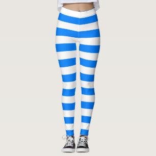 Leggings Color de Azure y blanco rayado horizontal