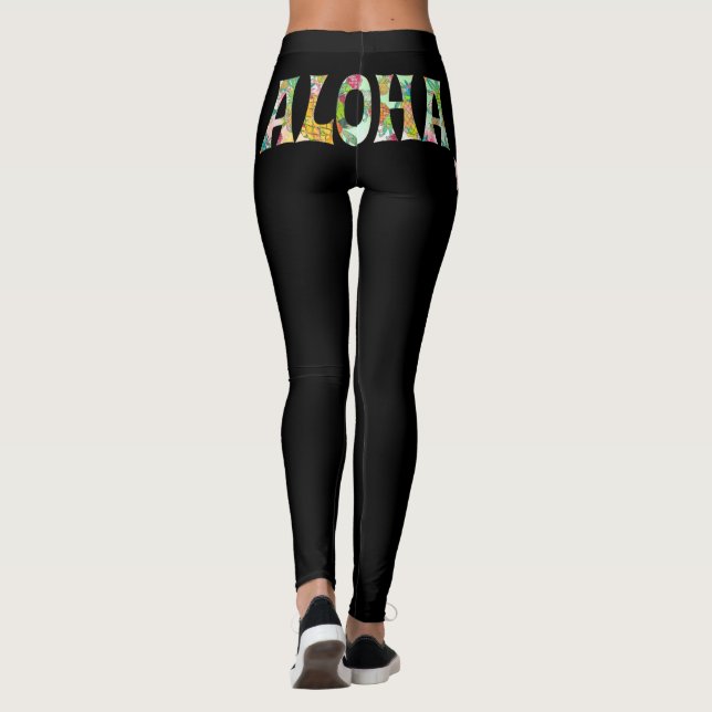Leggings Color de fondo de PixDezines ALOHA HAWAII/DIY (Reverso)