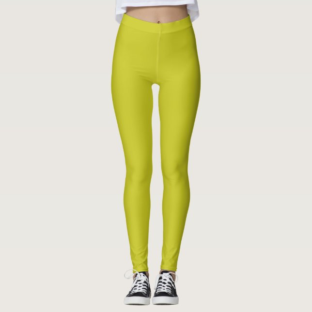 Leggings Color de la llanura sólida de la citrina (Anverso)
