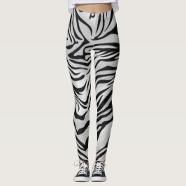 Leggings Color de la piel del tigre blanco y negro