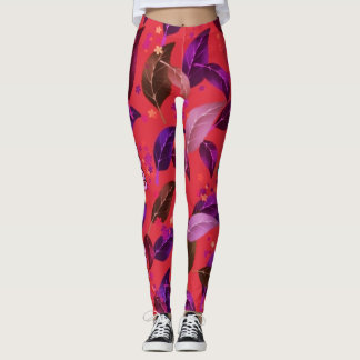 Leggings Color de limo Leafs en flores