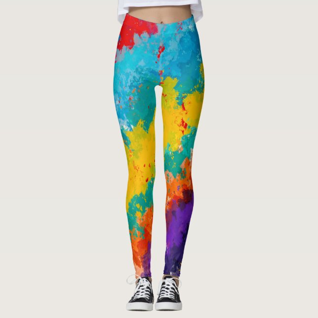 Leggings Color de pintura de fiesta salpicaduras coloridas (Anverso)