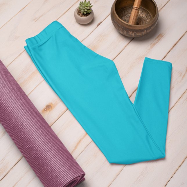 Leggings Color de tendencia de otoño Vivid Cyan Solid (Subido por el creador)