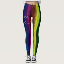 Leggings Color del arco iris Bandas verticales con logotipo