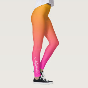 Leggings Color del gradiente amarillo y rosa
