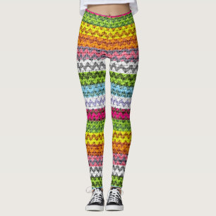 Leggings Color del patrón de chequeo de chevron Aspecto #7