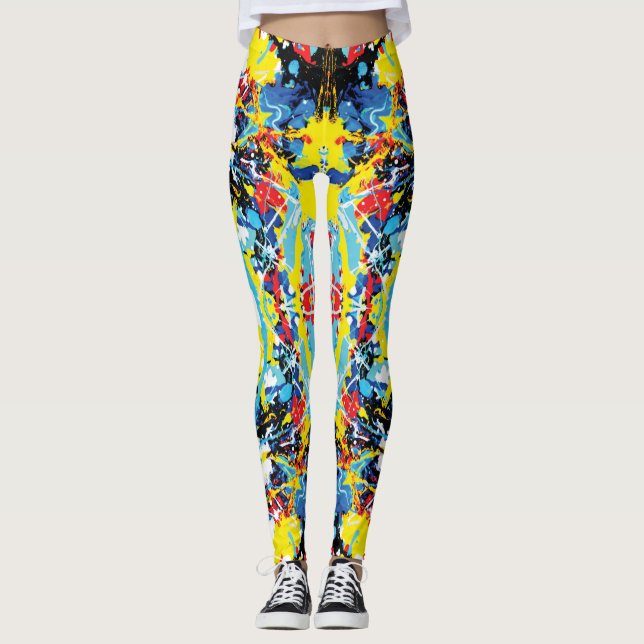 Leggings Color derretido Multicolor Salpicadura abstracta (Anverso)