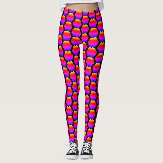 Leggings color forma patrón de la flor (Anverso)