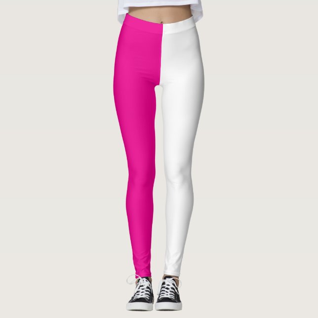 Leggings Color fraccionado mitad magenta rosa caliente y mi (Anverso)