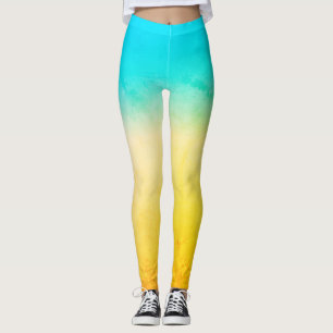 Leggings Color gris oscuro degradado de color azul beige su