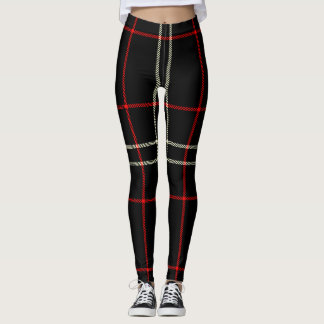 Leggings Color negro, rojo, crema blanca Twill Tartán; reve