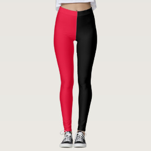 Leggings Color negro rojo de dos tonos de media división