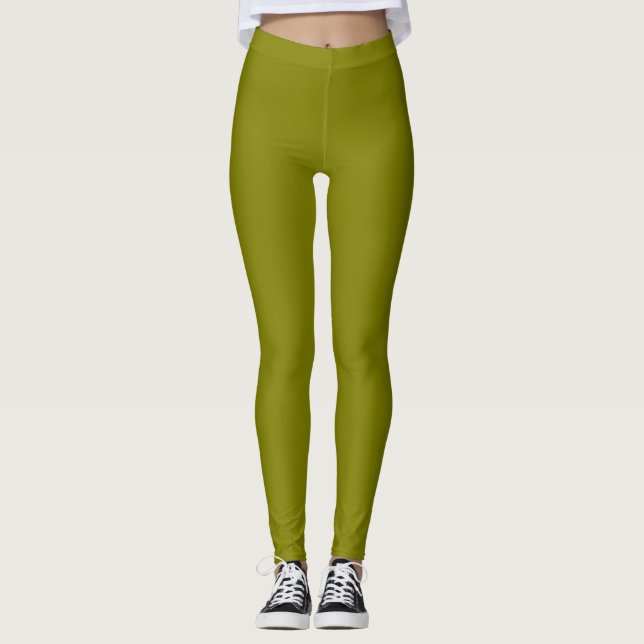 Leggings Color Oliva Sólido Plano (Anverso)