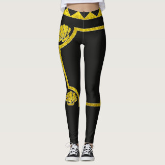 Leggings color oro arte floral abstracto