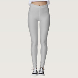 Leggings Color Plateado Sólido Plano