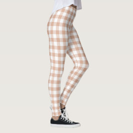 Leggings Color Retro Cuadros de Gingham Melocotón