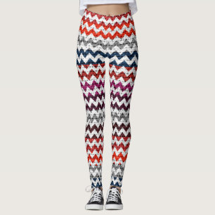 Leggings Color rojo gris blanco patrón Burlap Aspecto