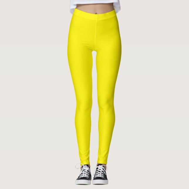 Leggings Color sólido amarillo brillante (Anverso)