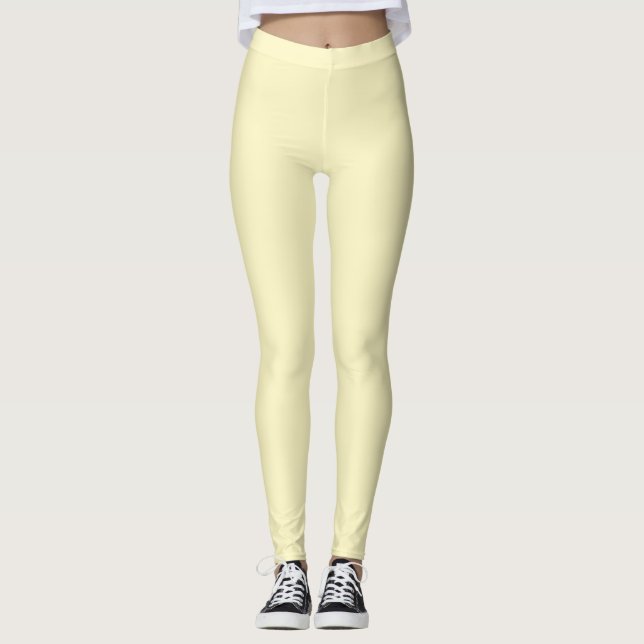 Leggings Color sólido amarillo de mantequilla (Anverso)