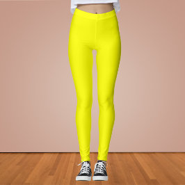 Leggings Color sólido neón amarillo