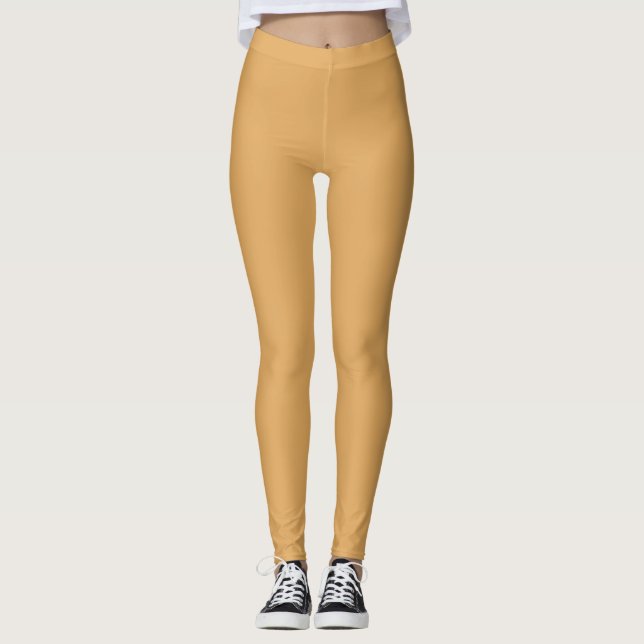 Leggings Color Sólido Plano Amarillo Tierra (Anverso)