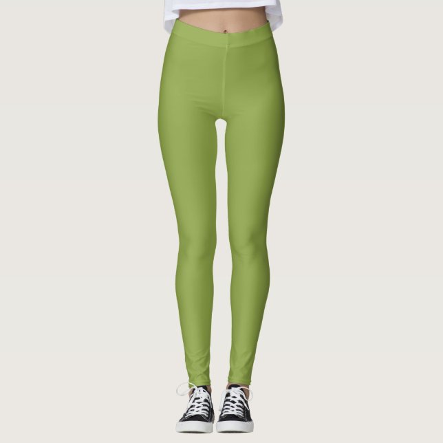 Leggings Color sólido verde limón moderado (Anverso)
