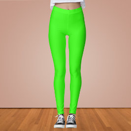 Leggings Color sólido verde neón